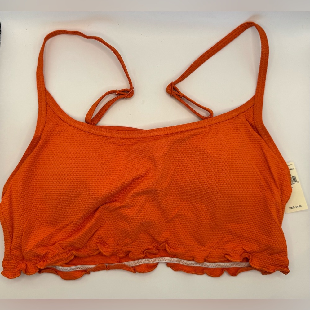 NWT Aerie Orange Scoop Bikini Top with removable padding